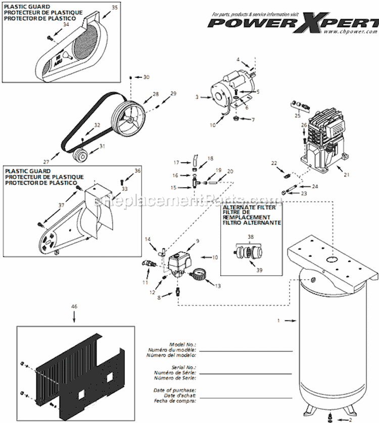 Page A Diagram and Parts List for VT619504 2004 Campbell Hausfeld Compressor